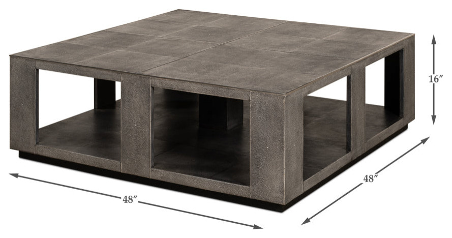 Partners Shagreen Leather Square Coffee Table   Contemporary   Coffee Tables   by Sideboards and Things  Houzz