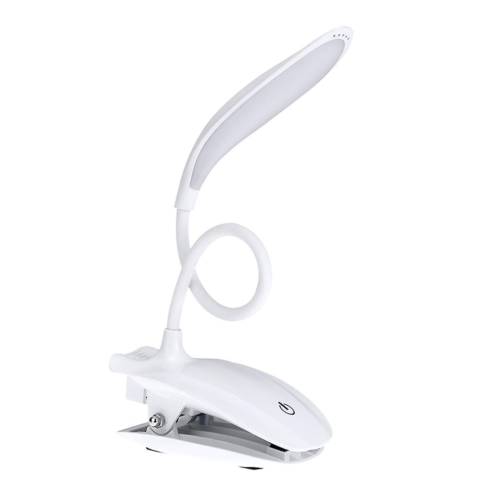 White 16 Led Desk Lamp Usb Rechargeable Dimmable Lightweight Clip Lamp With Sensitive Touch Button For Bedside Reading Study