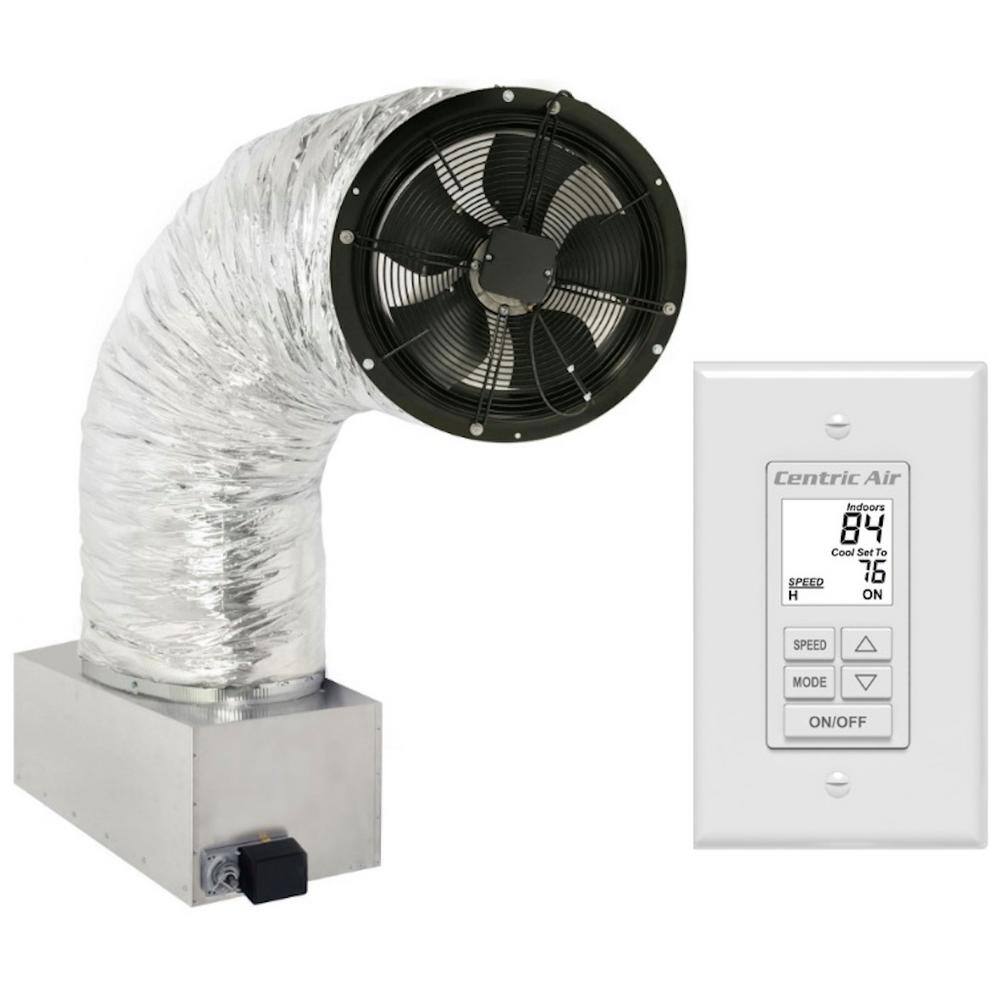 CENTRIC AIR 2.7W Whole House Fan 2709 CFM (HVI-916 Certified Airflow Rating) 2-Speed Wall Switch with TimerTemp Control R50 Damper CentricAir 2.7(R50W)