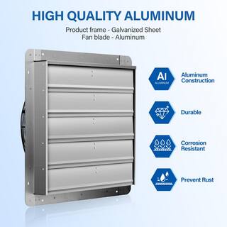 Amucolo 2750 CFM 24 in. Silver Aluminum High Speed Gable Mount Shutter Exhaust Fan YeaD-CYD0-JKL2