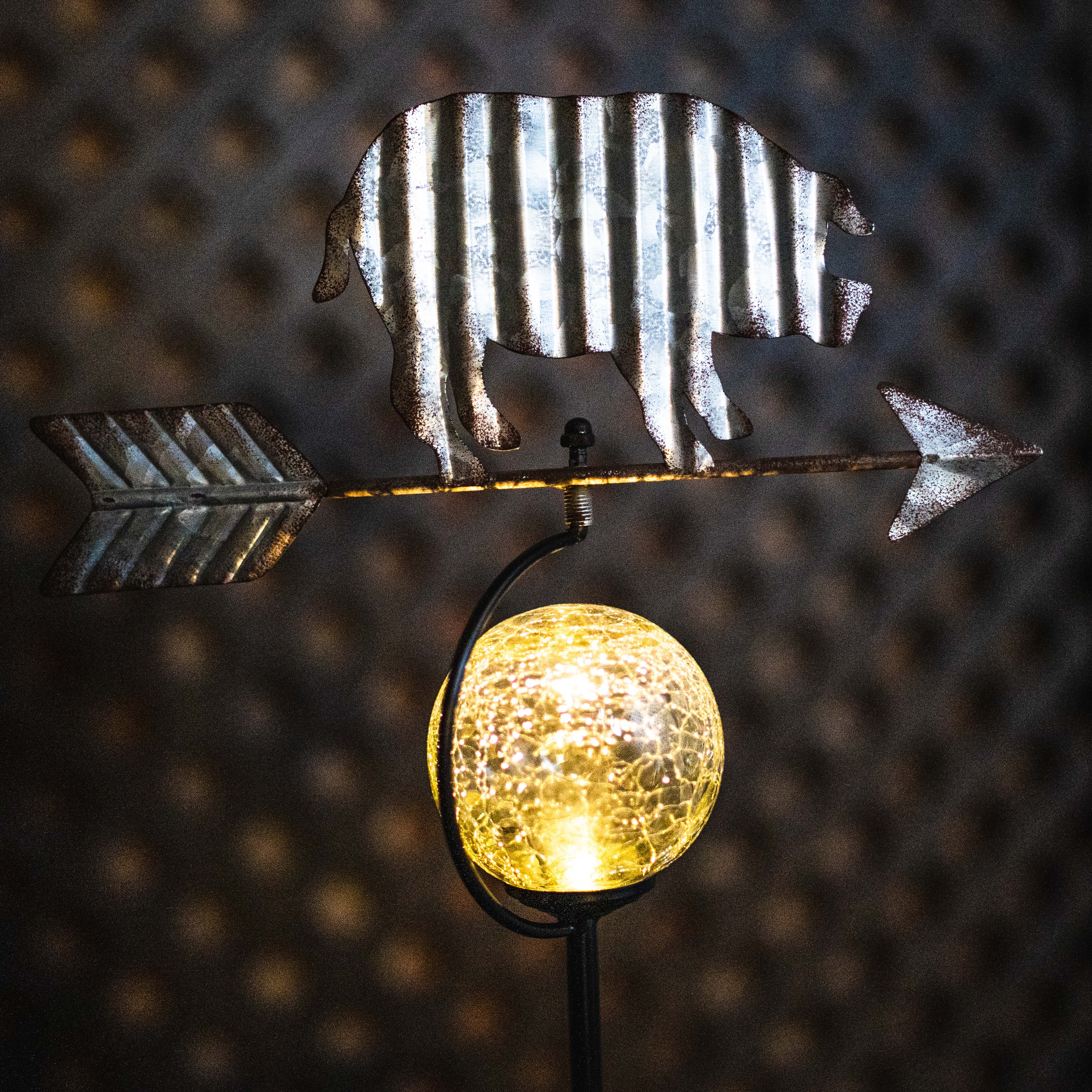 Pig Weathervane Solar Stake