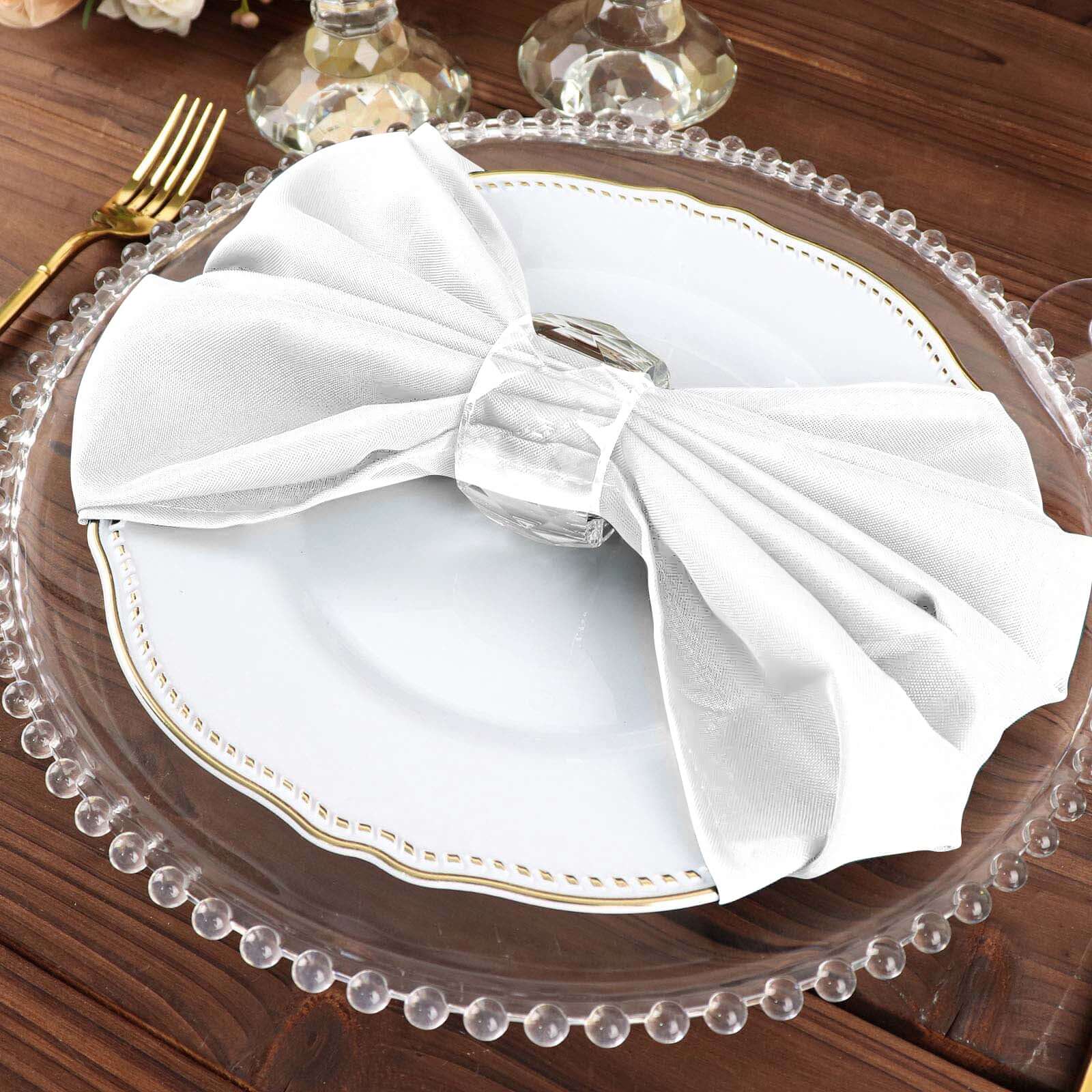 5 Pack White Cloth Napkins with Hemmed Edges, Reusable Polyester Dinner Linen Napkins - 20