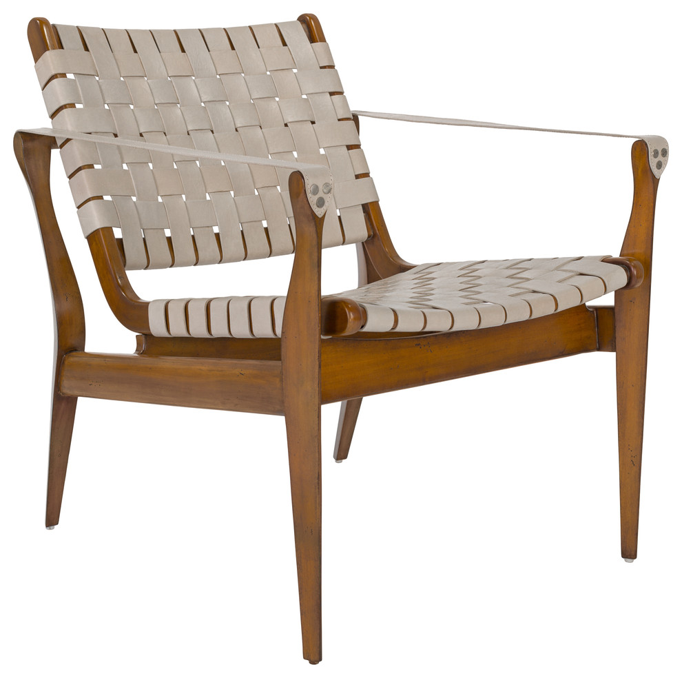 Safavieh Couture Dilan Leather Safari Chair   Midcentury   Armchairs And Accent Chairs   by Safavieh  Houzz