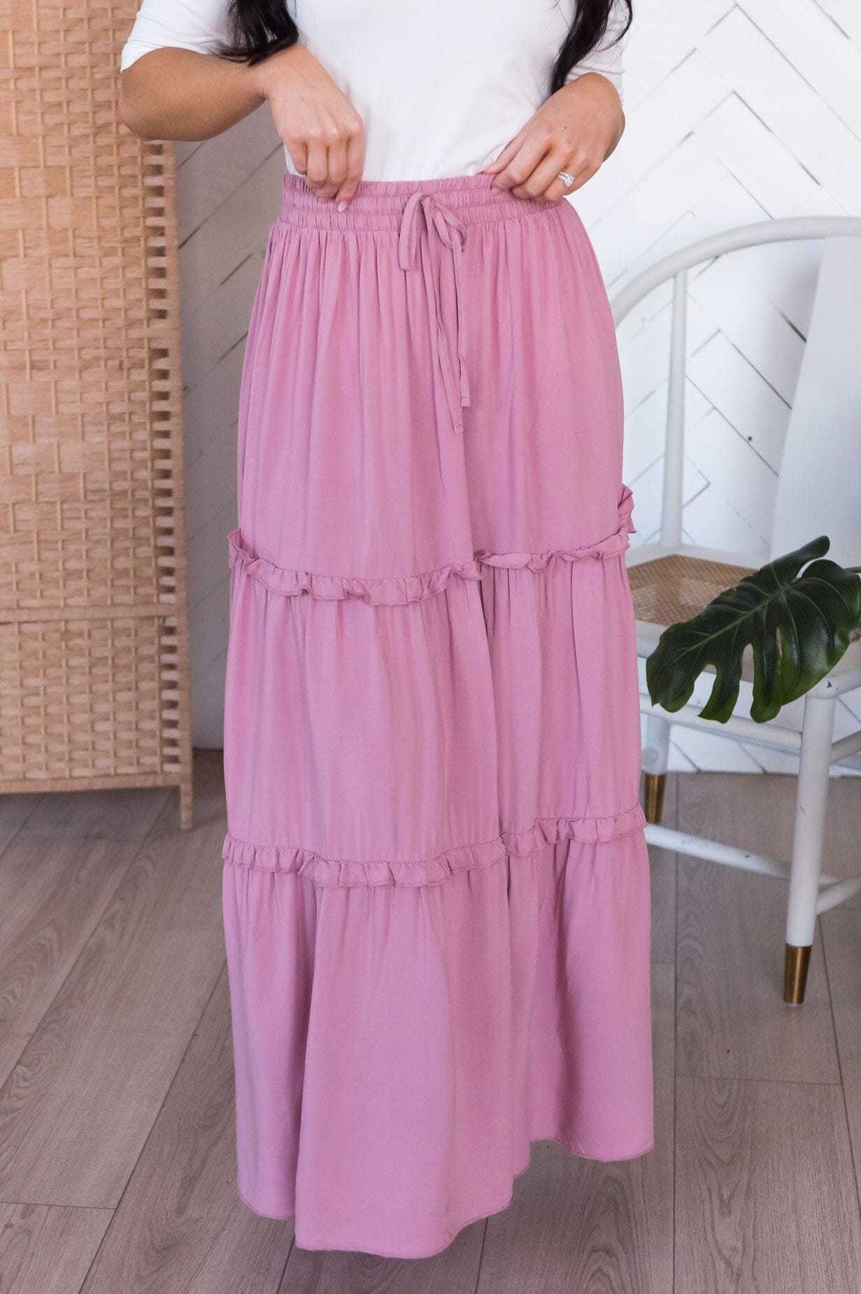 Farmers Market Modest Tiered Maxi Skirt