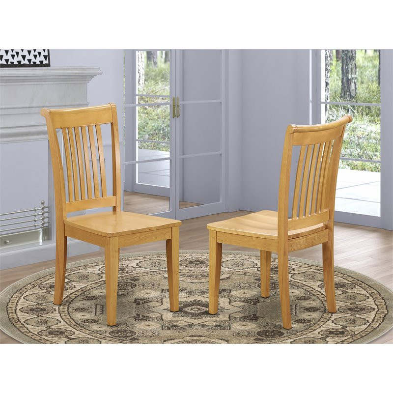 East West Furniture Portland 11 quotWood Dining Chairs in Oak (Set of 2)   Transitional   Dining Chairs   by Homesquare  Houzz