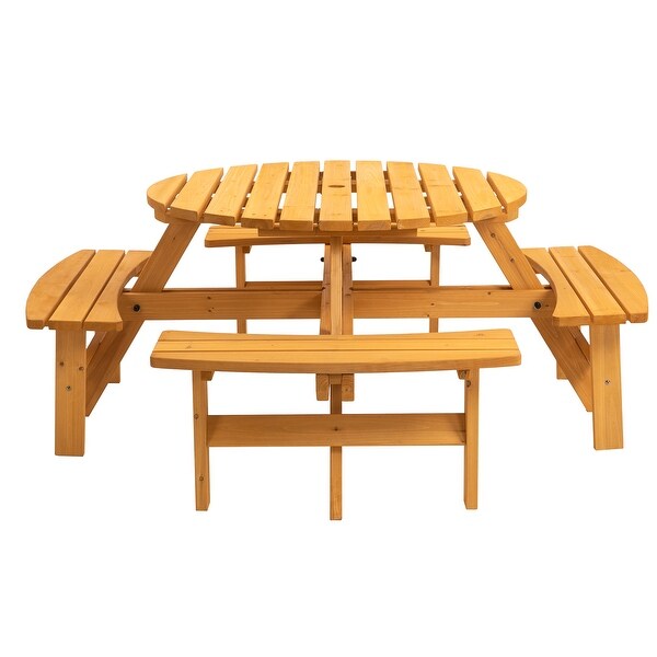 Circular Outdoor Wooden Picnic Dining Set