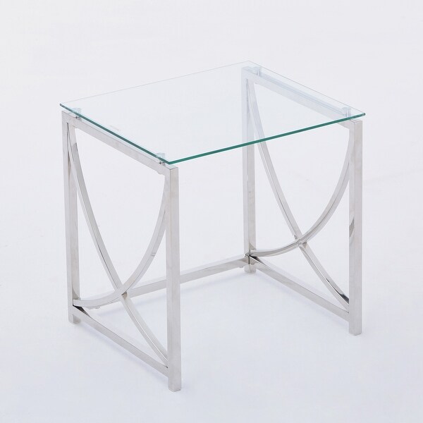 3 Pieces Square Nesting Glass End Tables