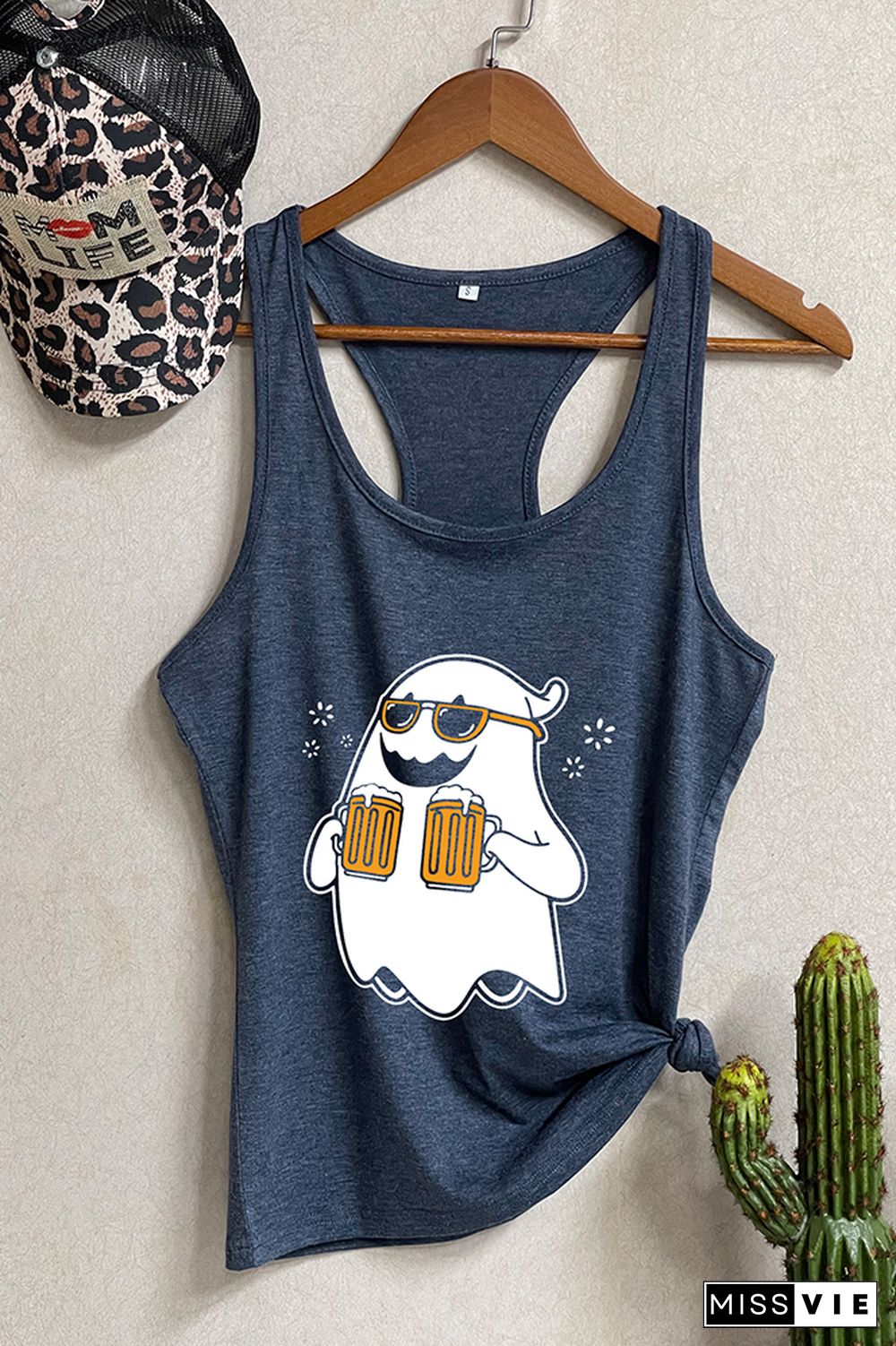 Drinking Ghost Halloween Sleeveless Tank Top Wholesale