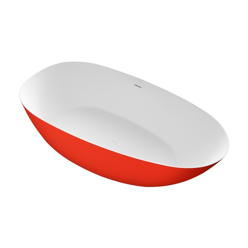 MEDUNJESS 67'' Freestanding Soaking Stone Resin Bathtub