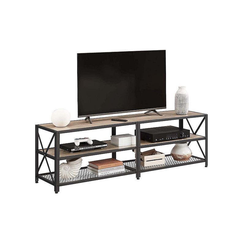 Greige TV Stand Entertainment Center with Shelves