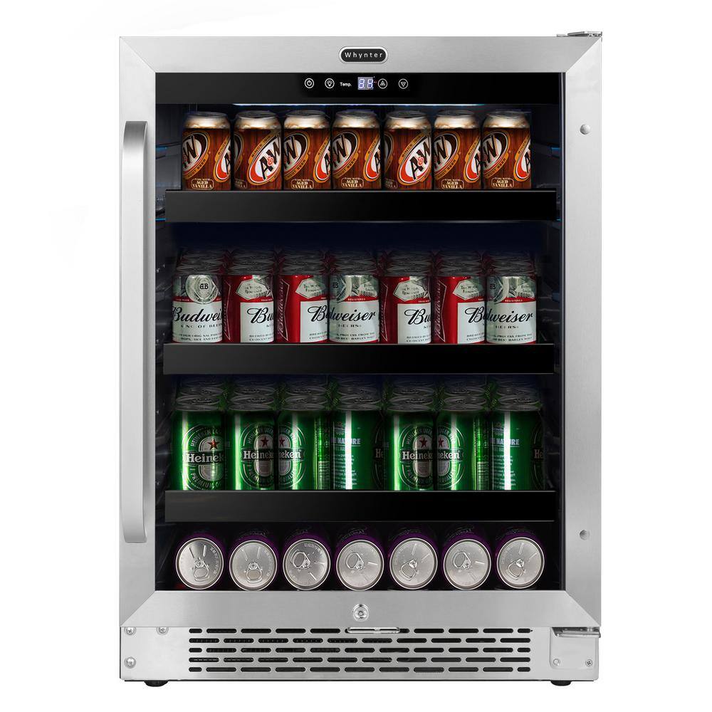 Whynter 24 in. 140-Can Beverage Cooler Undercounter Stainless Steel Refrigerator BBR-148SB