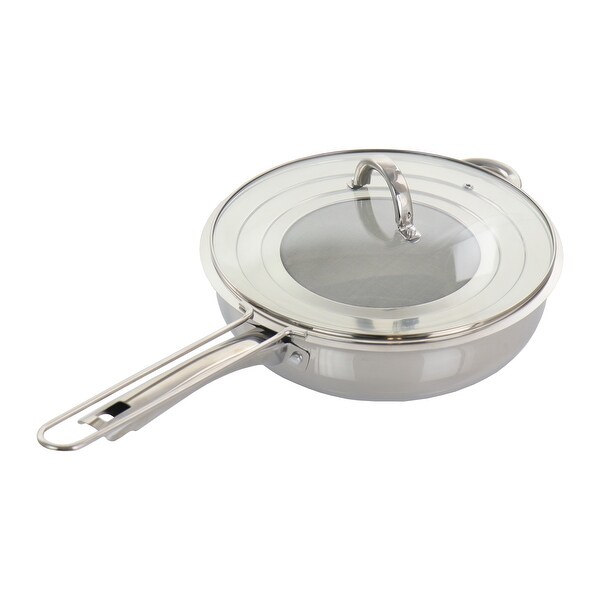 16 Cup Stainless Steel Saute Pan with Lid and Splatter Guard