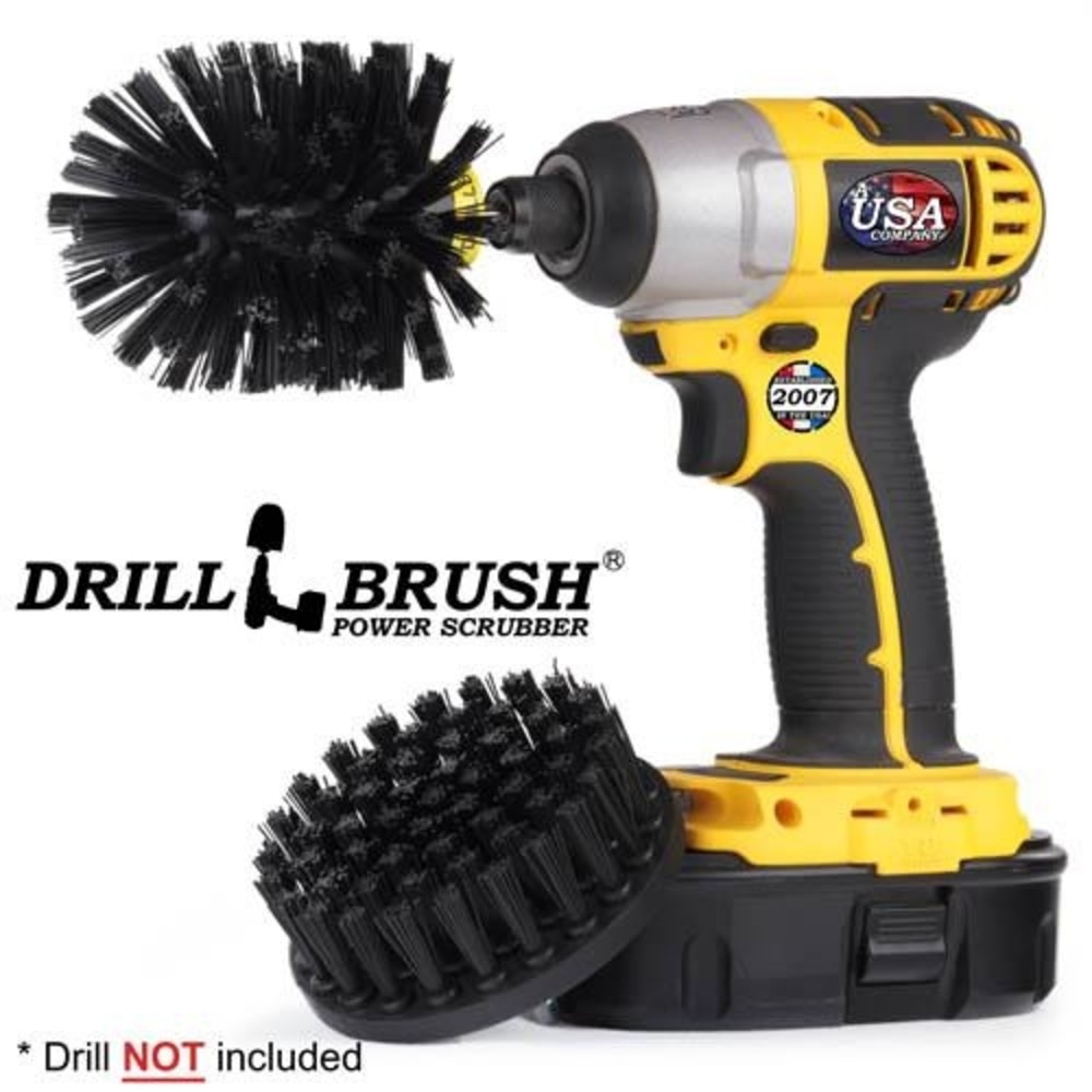 Drill Brush Grill and Heavy Duty Cleaning Kit Ultra Stiff Nylon Bristles， 2pc ;