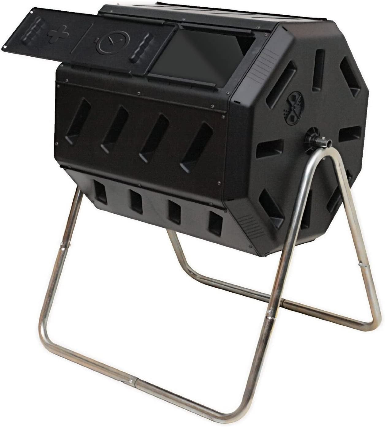 IM4000 Dual Chamber Tumbling Composter (Black) Canadian-Made  100% Recycled Resin - Outdoor Rotating Compost Tumbler Bin for Garden  Kitchen  and Yard Waste