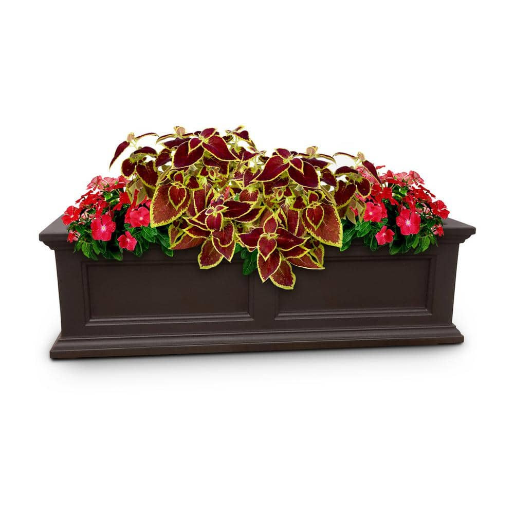 Mayne Fairfield 36 in. x 11 in. Self-Watering Espresso Polyethylene Window Box 5822-ES