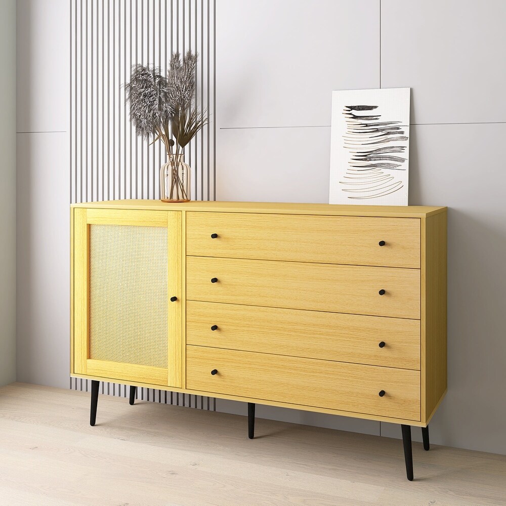 55 inch Wood Sideboard with 4 Long Drawers