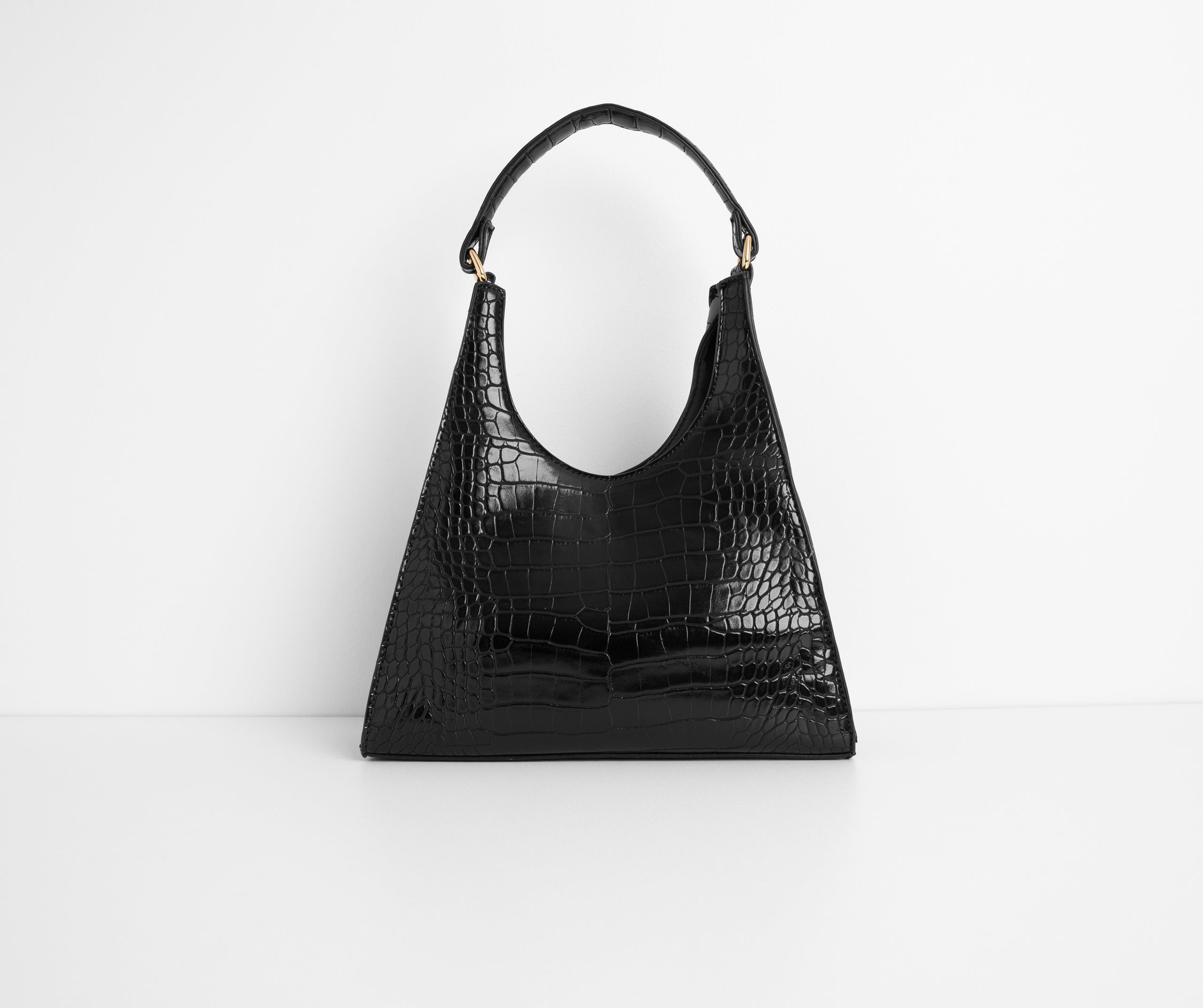 Better Days Faux Leather Triangle Croc Bag