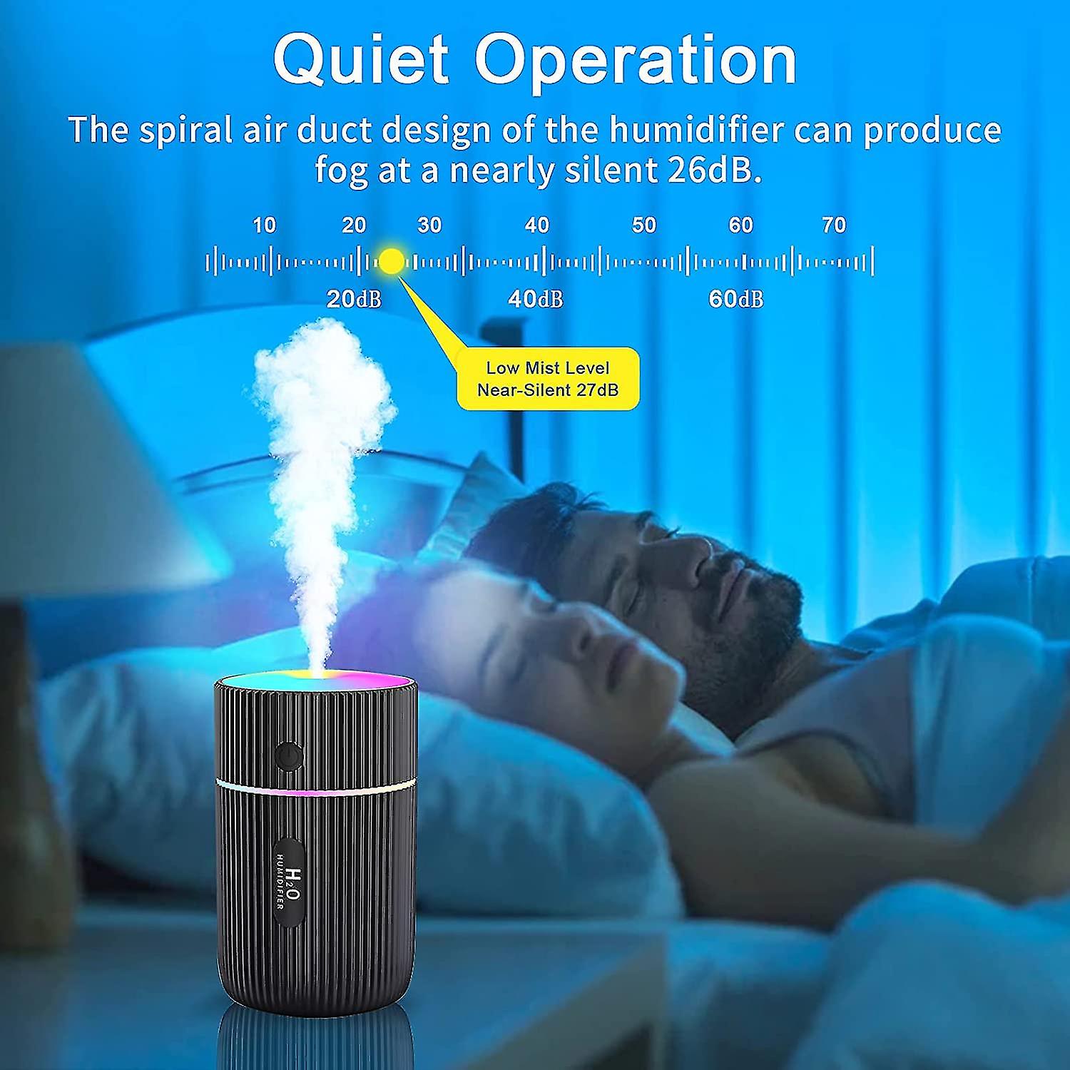 Air Humidifier， Mini Ultrasonic Humidifier，2 Adjustable Mist Modes， Auto Shut Offcolorful Night Light， Usb Portable(black)