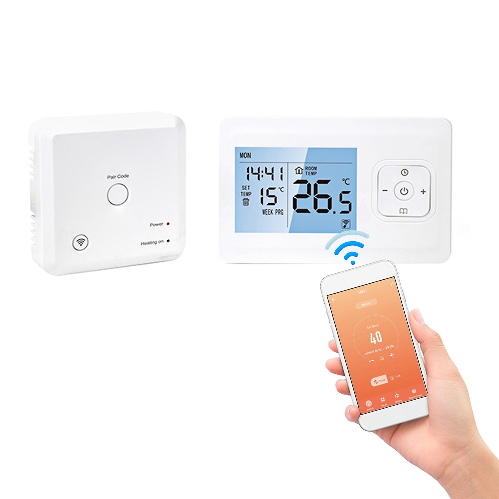 Wi-fi Smart Thermostat Wireless Programmable Thermostat With Rf Receiver Tabletop Wall-mounted Style App Control Voice Control Compatible With Alexa G