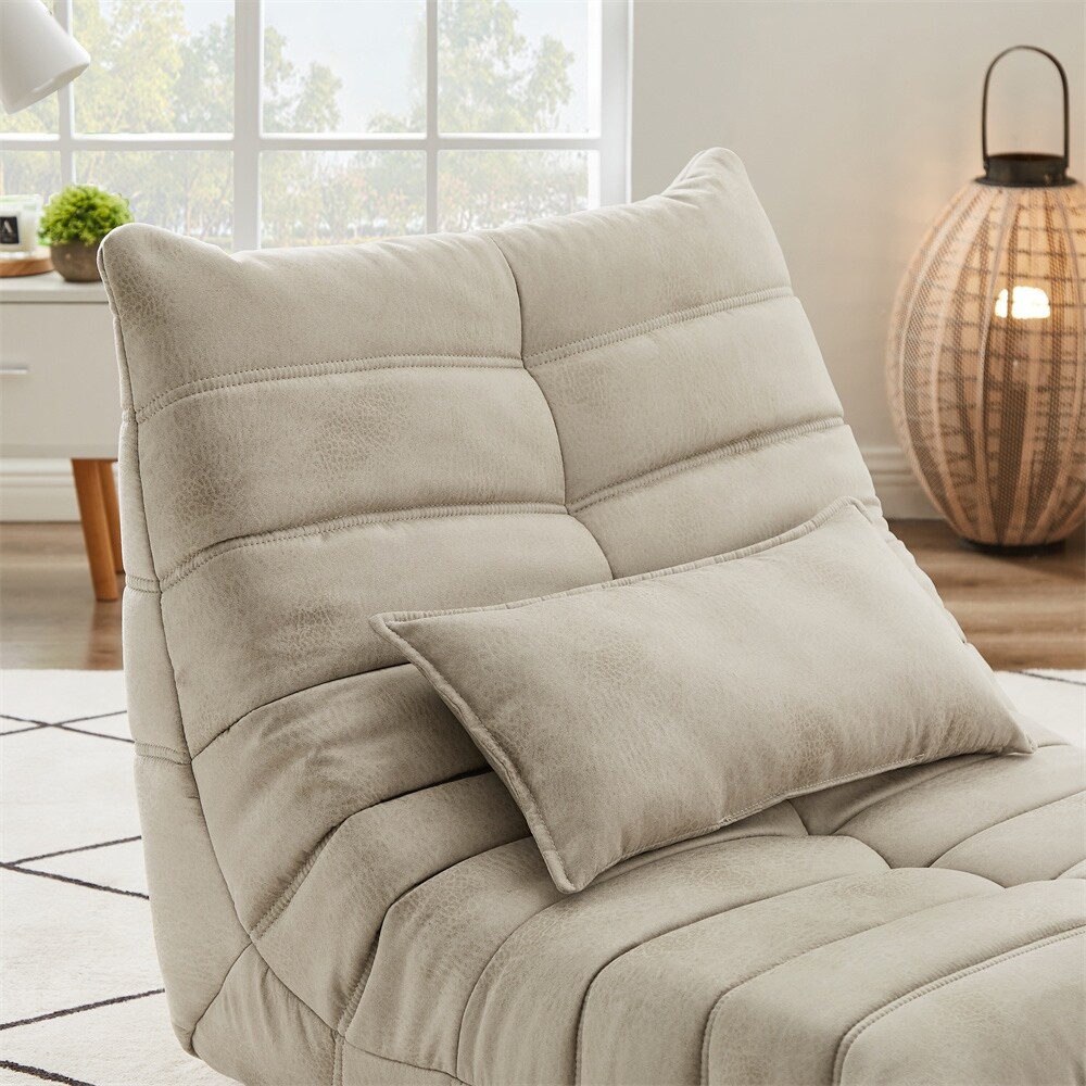 Soft Suede Lounge Chair Lazy Floor Sofa Accent Bean Bag Couch for Living Room Chair