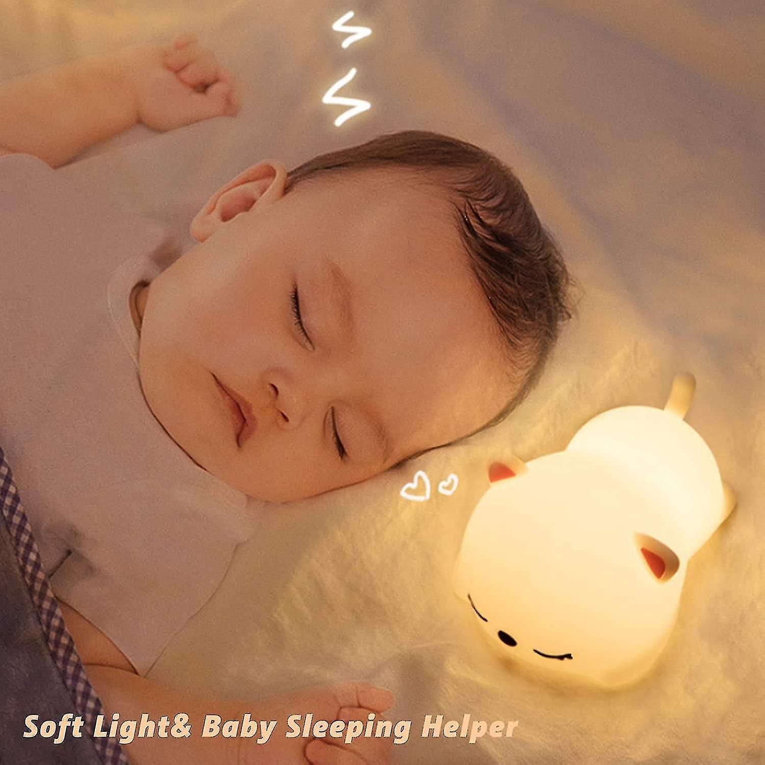 Portable Child Night Light， 7 Colors Led Silicone Cat Lamp， Baby Room Lamp， Usb Rechargeable Cute Color Changing Lamp Christmas Birthday Gift