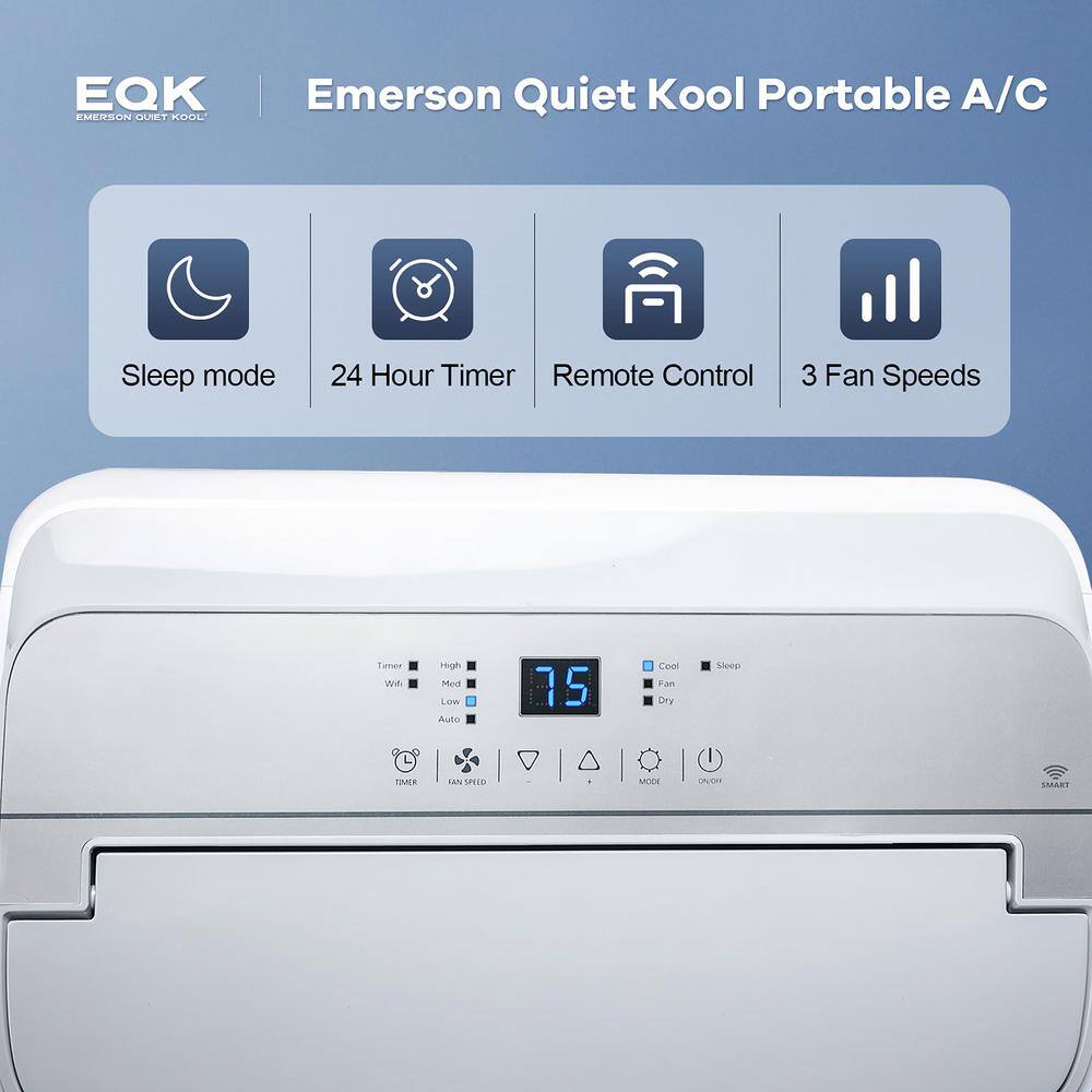 EQK 14000 BTU (10000 BTU DOE) SMART Portable Air Conditioner Dehumidifier  Fan Wifi and Voice Alexa Google 550 Sq.Ft EAPC10RSC1