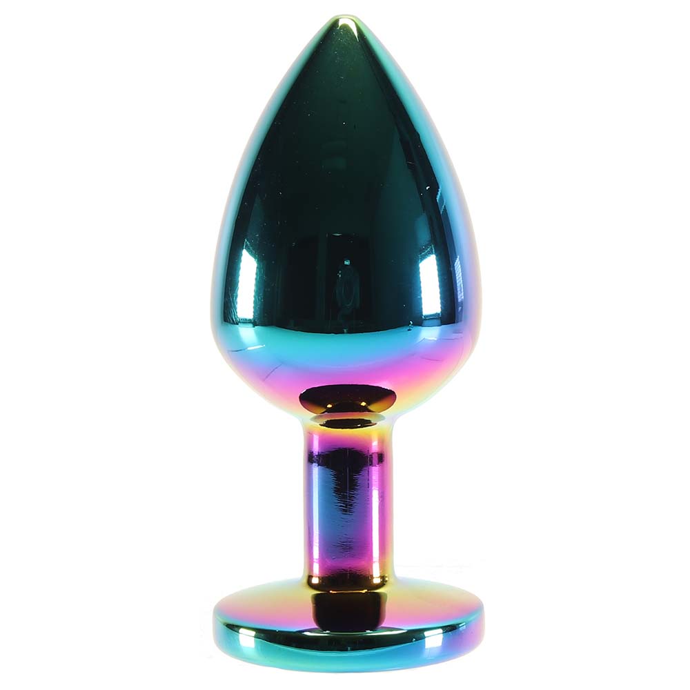 Medium Aluminum Plug with Rainbow Gem in Multicolor