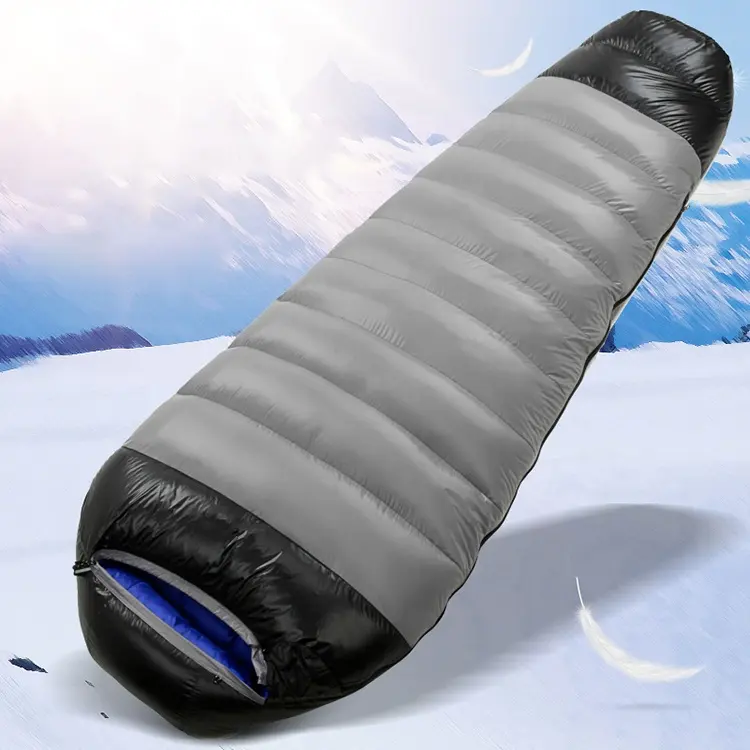 Outdoor Camping Adult Cold Weather Keep Warm Adult Hooded Envelope Down Sleeping Bag For Camping Hiking