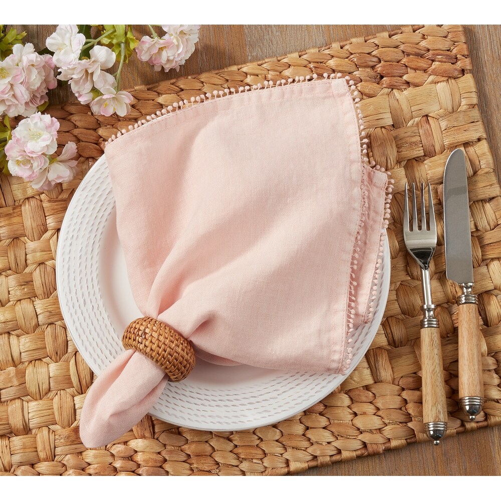 Table Napkins With Pom Pom Design (Set of 4)   20\