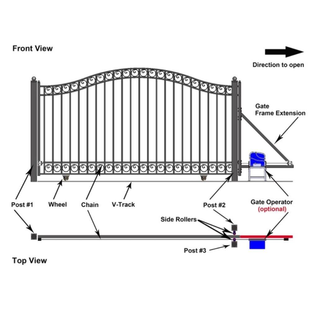 ALEKO Paris Style 18 ft. x 6 ft. Black Steel Single Slide Driveway Fence Gate DG18PARSSL-HD