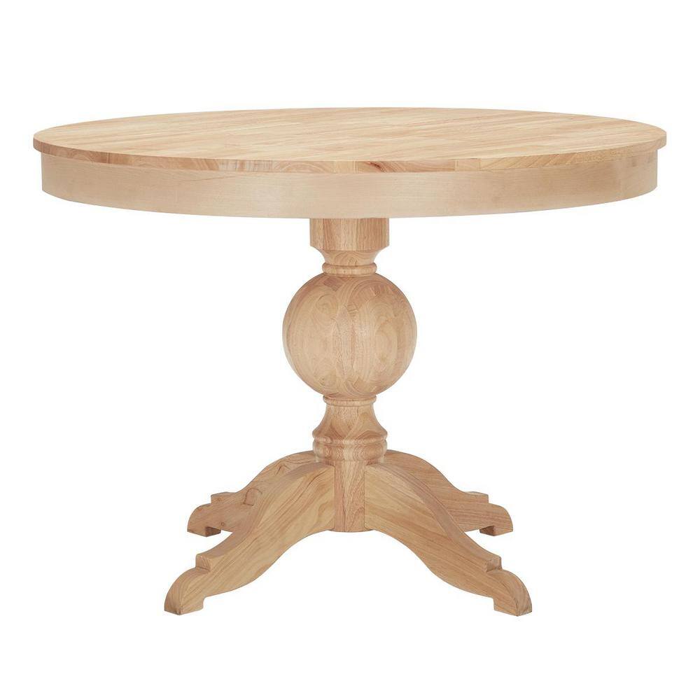 StyleWell Round Pedestal Unfinished Natural Pine Wood Table for 4 (42 in. L x 29.75 in. H) T-01