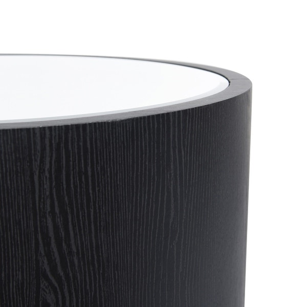 Dann Foley Lifestyle - Oval Side Table - Black Veneer， Inset Mirrored Table Top