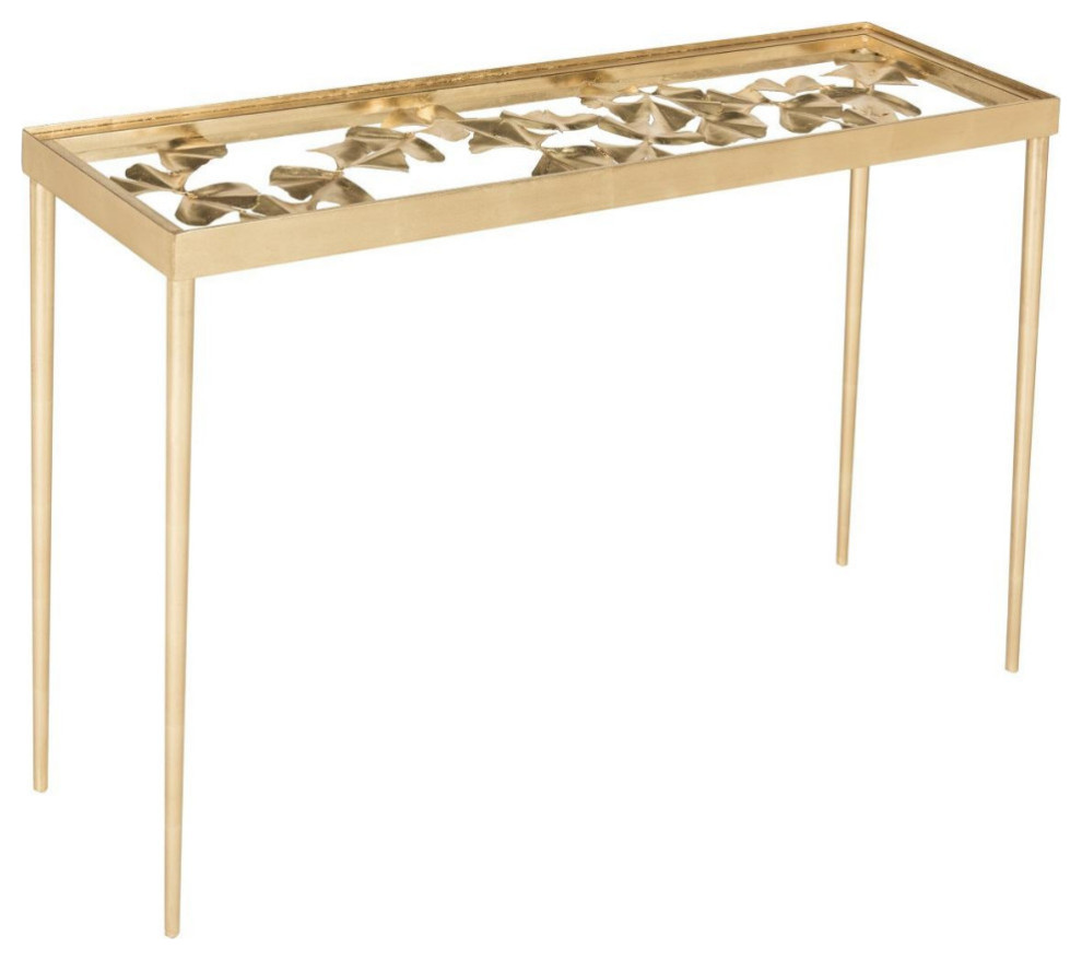 Dot Ginko Leaf Console  Gold Leaf   Midcentury   Console Tables   by Rustic Home Furniture Deco  Houzz