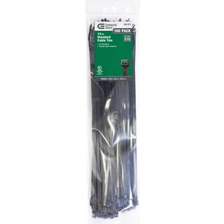 Commercial Electric 14 in. UV Cable Tie Black (100-Pack) GT-370STB