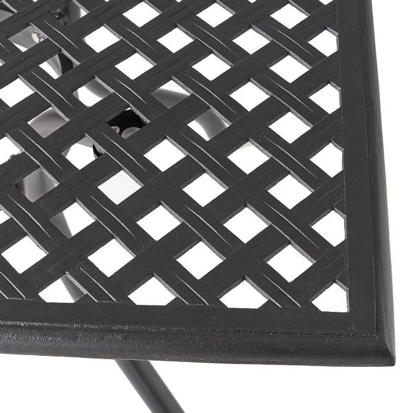 Black Metal Outdoor Patio Dining Table with Umbrella Hole (Table Only)