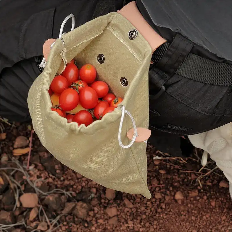 Sustainable Canvas Pouch Outdoor Mushroom Picking Bag Outdoor Hiking Camping Tool Foraging Bag