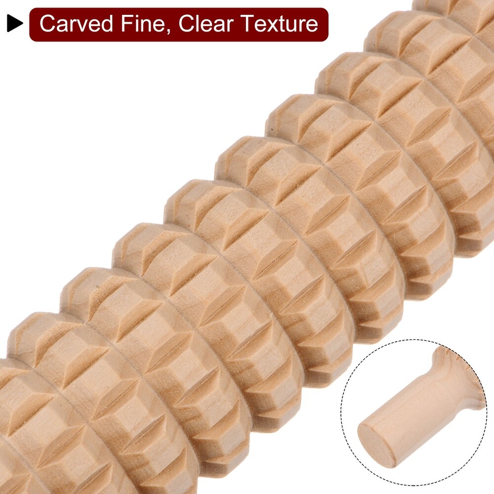 Wood Clay Roller Lattice Texture Rolling Emboss Wood 21cm x 3.5cm   Wooden