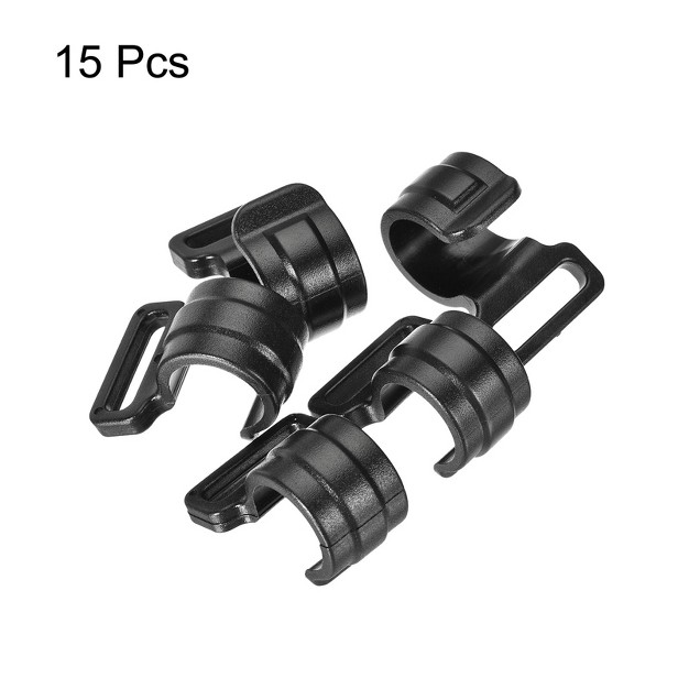 Unique Bargains Outdoor Camping Id C Shape Plastic Clamp Tent Pole Clips Black 15 Pcs