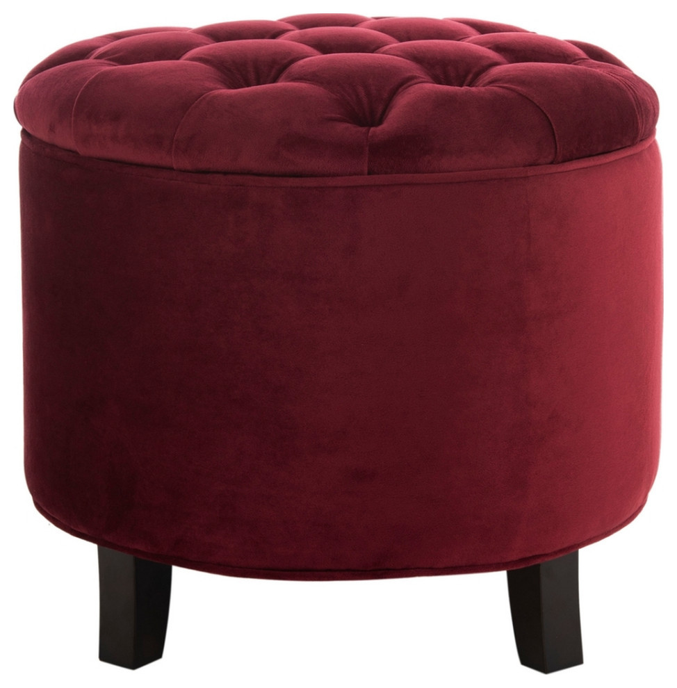 Emma Tufted Storage Ottoman Red Velvet/Espresso   Contemporary   Footstools And Ottomans   by V.S.D Furniture  Houzz