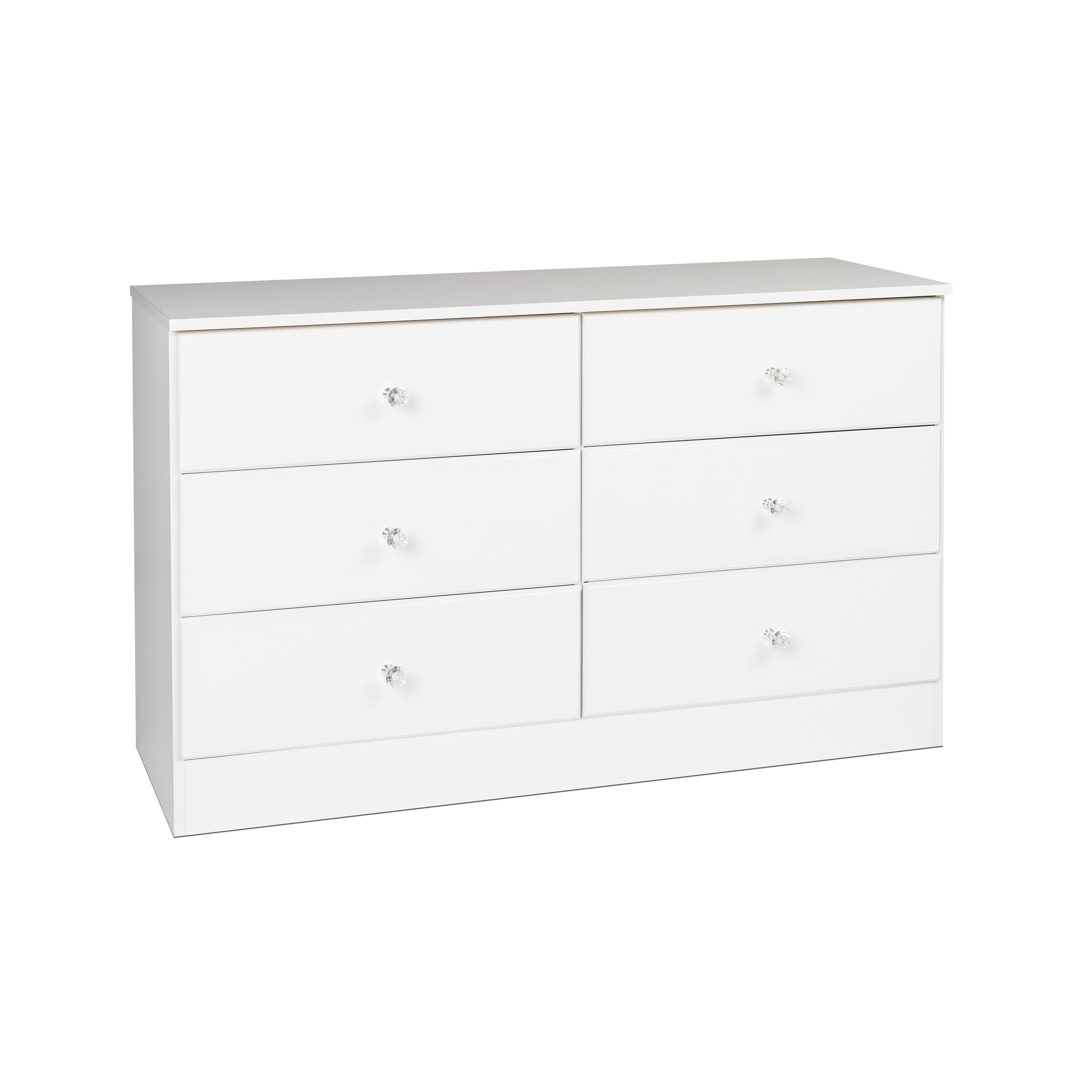 Prepac Astrid 6 Drawer Wooden Dresser with Crystal Knobs, 16