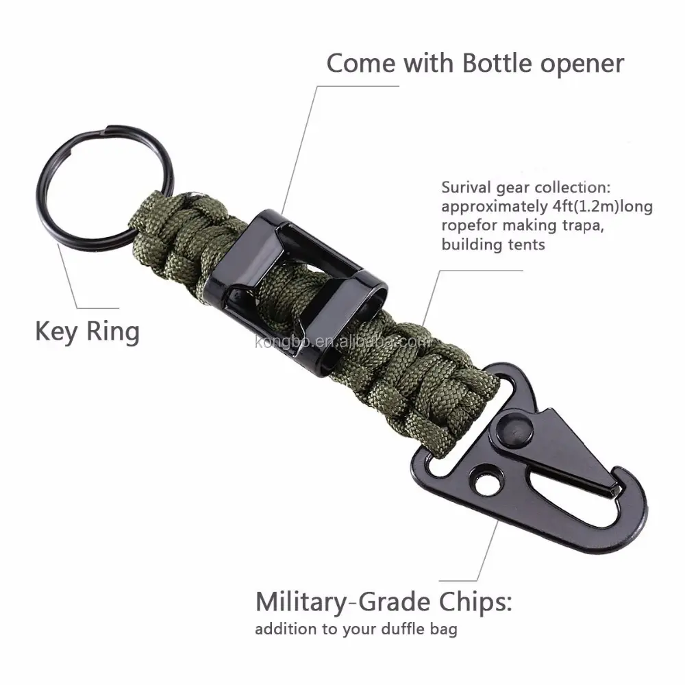 KongBo outdoor camping hiking paracord bottle opener keychain