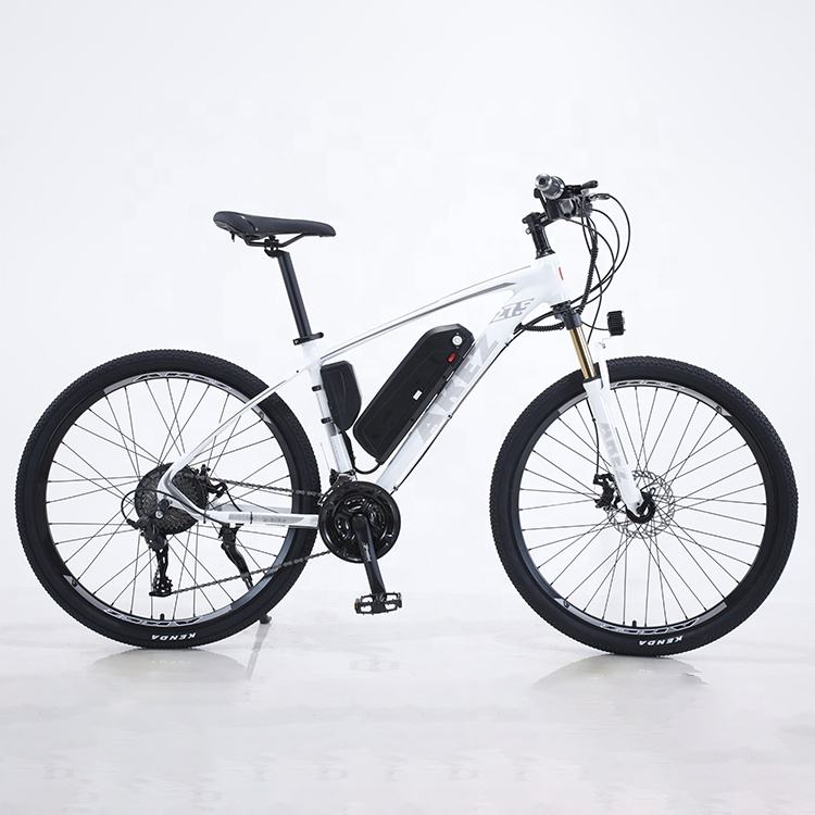 Cheap price hot selling external battery e bike OEM double disc brake white color electric bike with LED driving lights