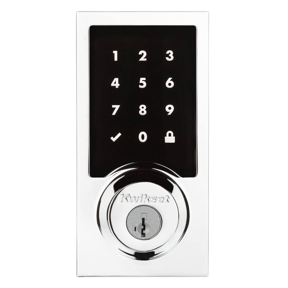 Kwikset Z-Wave SmartCode 916 Touchscreen Contemporary Single Cylinder Polished Chrome Keypad Electronic Deadbolt with SmartKey 916CNTTSCR26ZWS