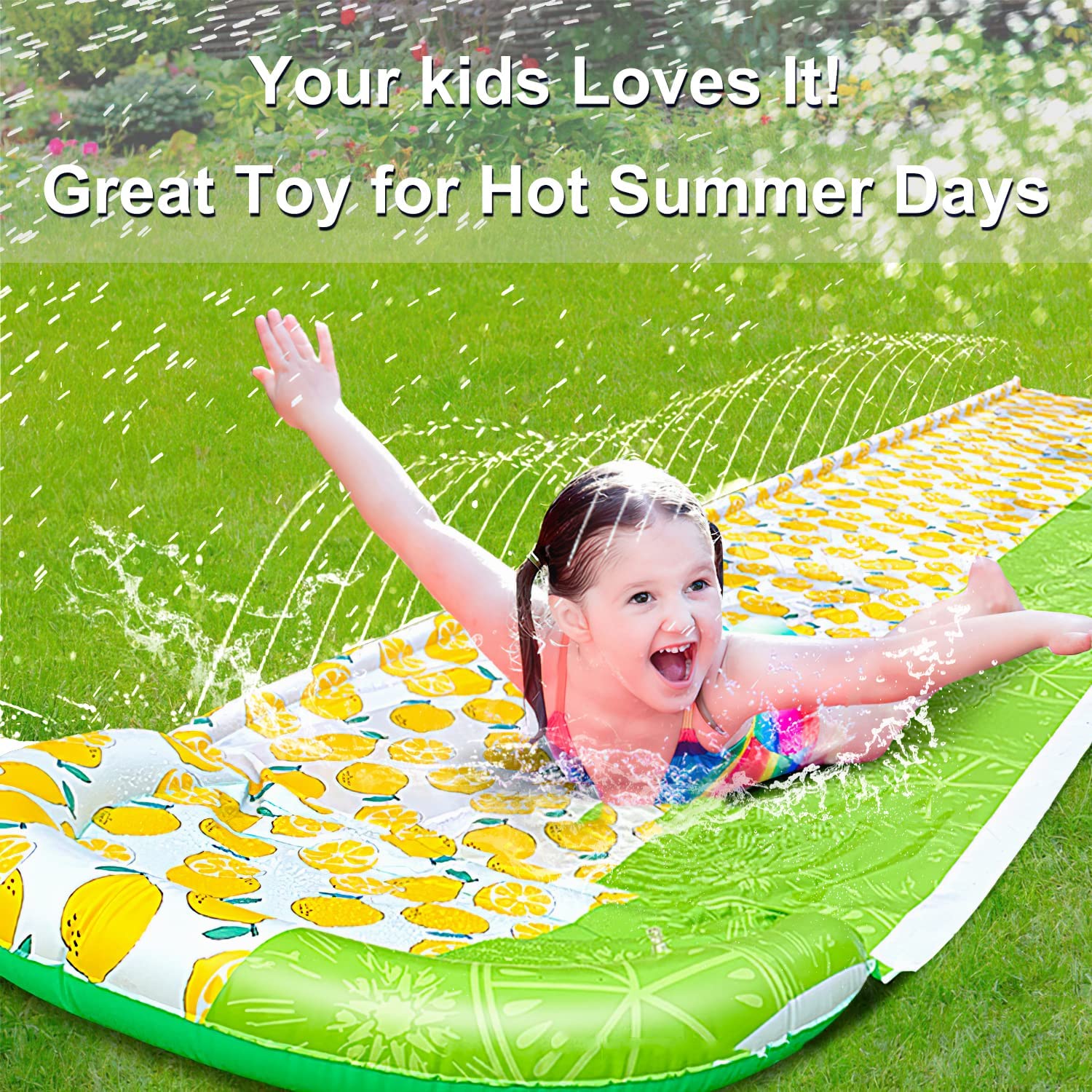 Lavinya Upgraded Slip and Slide, Inflatable Water Slides with Body Boards for Kids Outdoors Birthday Party