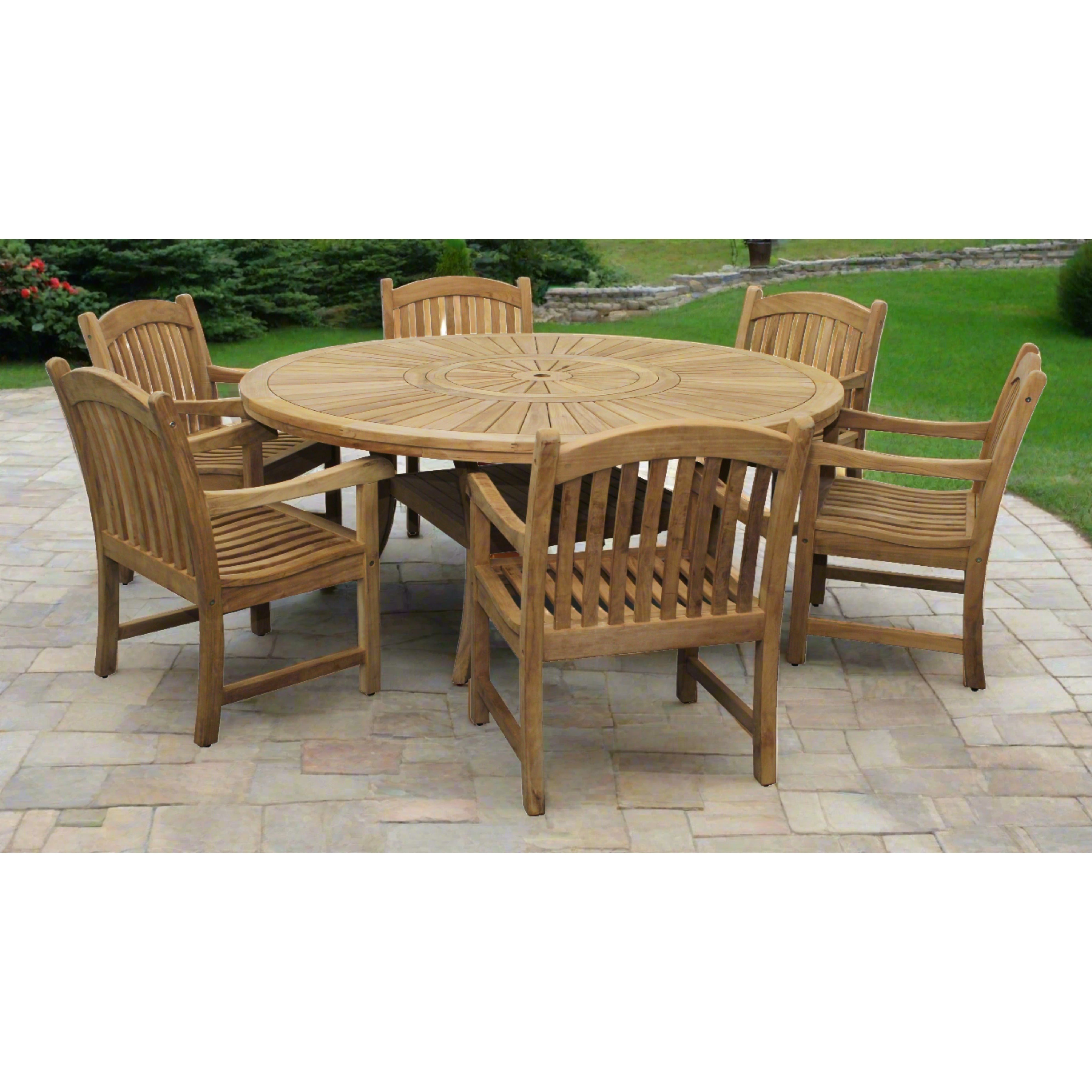 Komodo Teak 70 Outdoor Dining Table w Built-in Lazy Susan Round