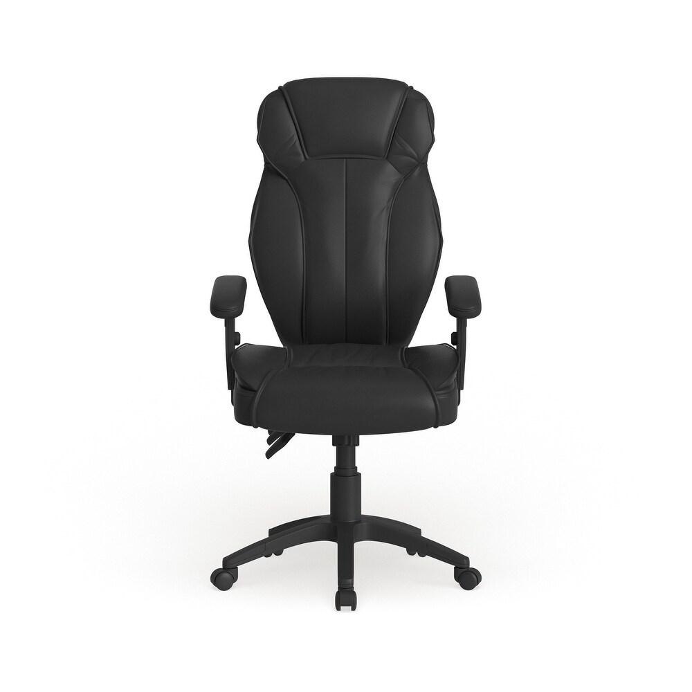 High Back LeatherSoft Multifunction Executive Chair w/Lumbar Support Knob