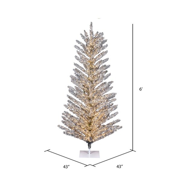 Vickerman 6' x 43 Vintage Aluminum Artificial Christmas Tree，Warm White Low Voltage LED Wide Angle 3mm Lights