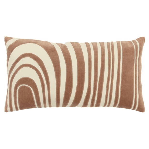 Oversized Striped Poly Filled Lumbar Throw Pillow Tan Rizzy Home