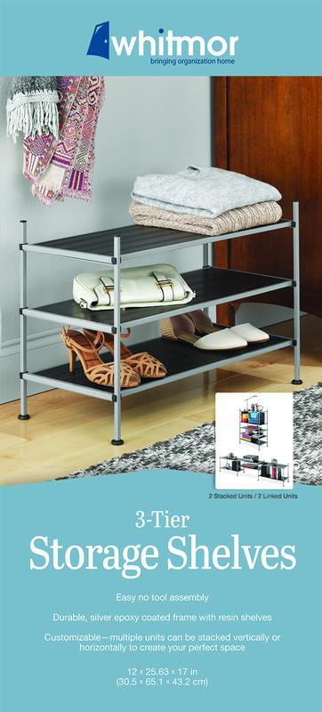 Whitmor 3-Tier Closet Storage Shelves - Shoe Rack and Home Organizer - 12