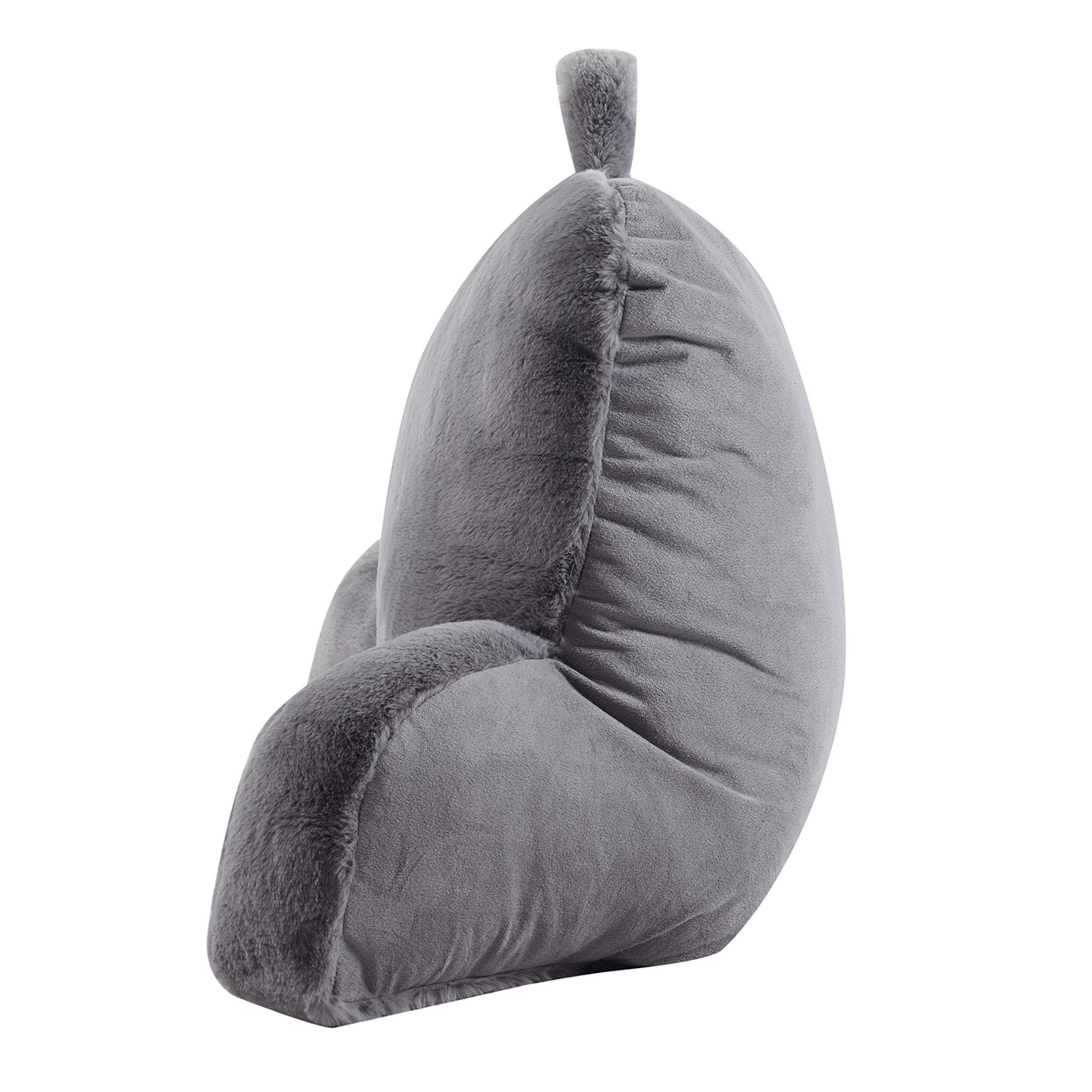 Mainstays Faux Fur Plush Bedrest Pillow， Specialty Size， Grey ， 1 Piece